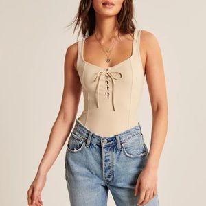 Abercrombie tie front tan bodysuit